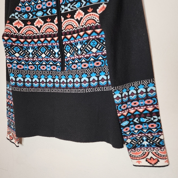 Icelandic Wool Blend 1/2 Zip Black Blue Pink Pull Over Sweater Size Medium - Picture 14 of 14